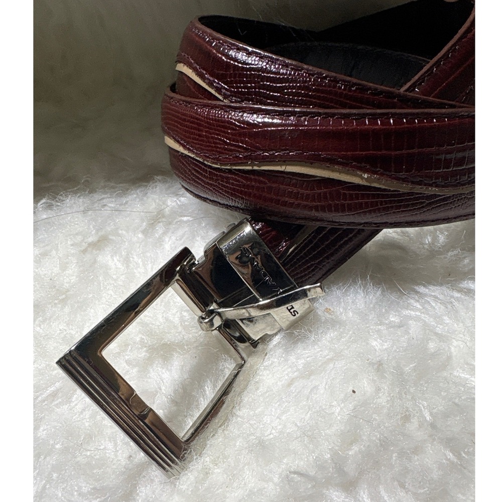 Stacy Adams Belt Mens Lizard Embossed Burgundy Mahogany Leather Dress